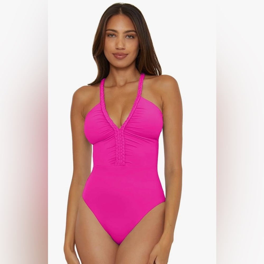 SOLUNA SWIM Lake Side Vibrant Pink Women's One piece Swimsuit Size XL